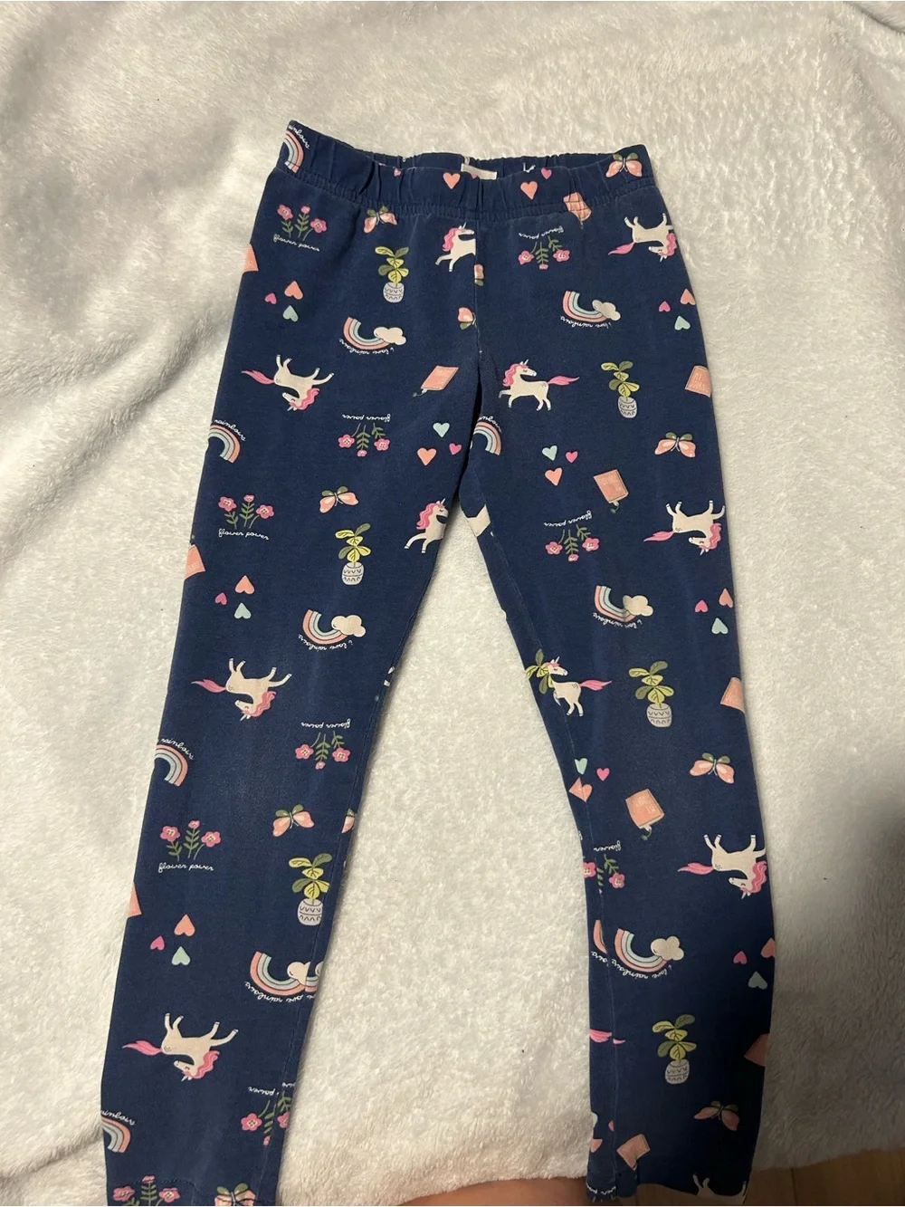 Carter's Navy Leggings with Unicorn & Rainbow Print